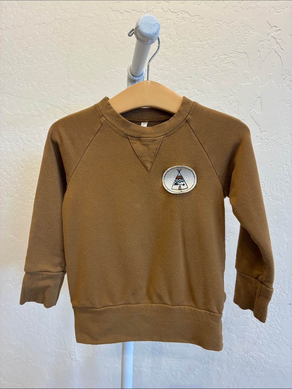 Baby sprouts Kids Brown Crewneck Sweatshirt with Teepee Patch